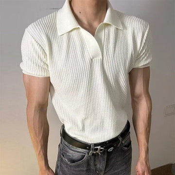 AIDASE  -  Stylish Men's Slim Knit Polo Shirts 2025 Summer New Casual Textured Ribbed Polo Shirt For Mens Streetwear Vintage Polo T-shirts aidase-shop